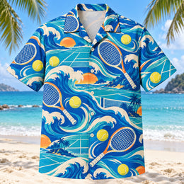 Coastal Waves Tennis Hawaiian Shirt