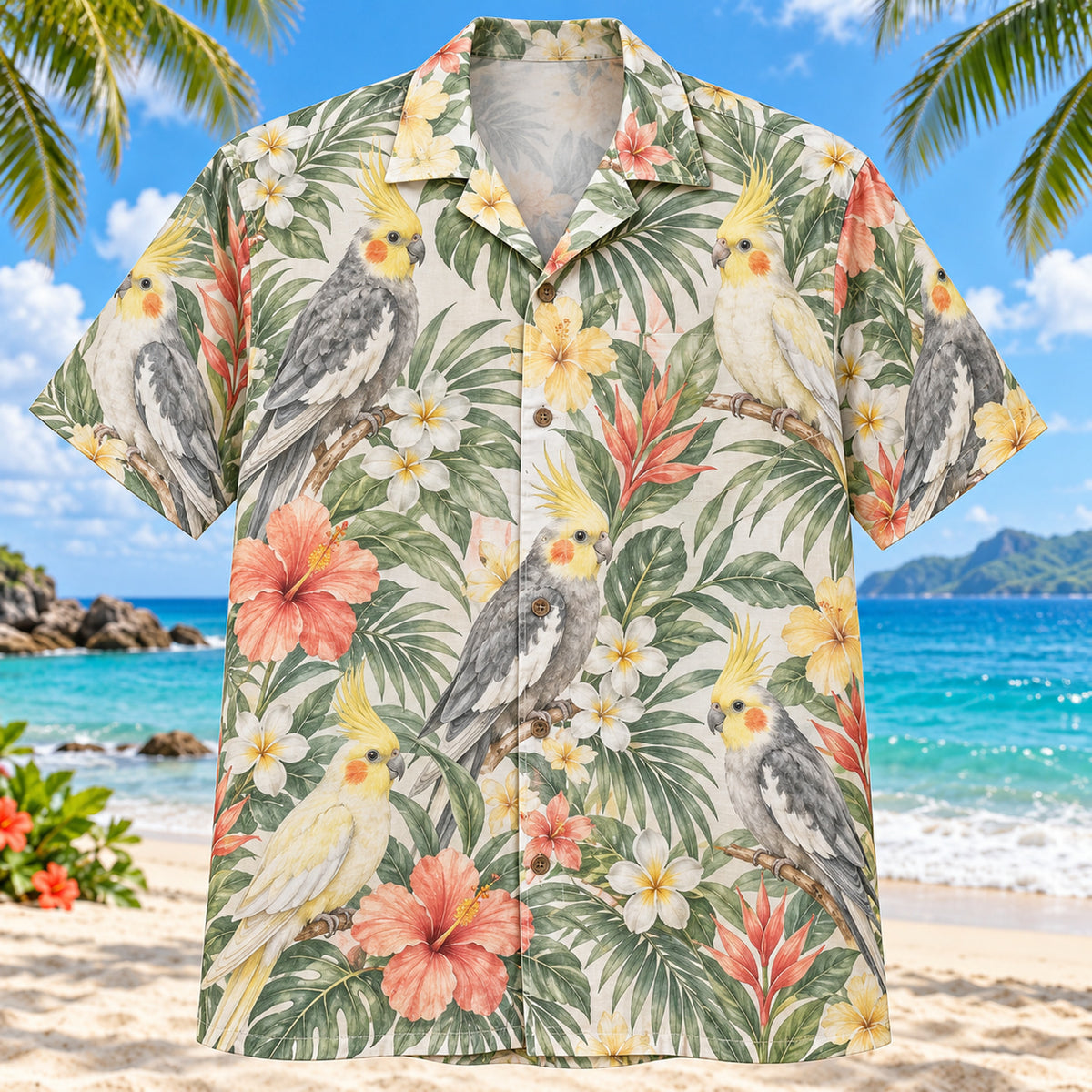 Cockatiel Garden Parrot Hawaiian Shirt