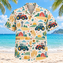 Confetti Farmer and Tractor Hawaiian Shirt
