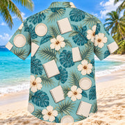 Back view of Consultation Coast Aqua Sand Registered Dietitian Hawaiian Shirt on a Hawaiian beach with fine white or light yellow sand and no dark rocks