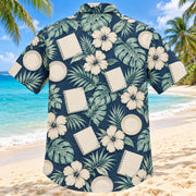 Back view of Consultation Coast Navy Cream Registered Dietitian Hawaiian Shirt with matching artwork in navy, warm ivory, pale seafoam