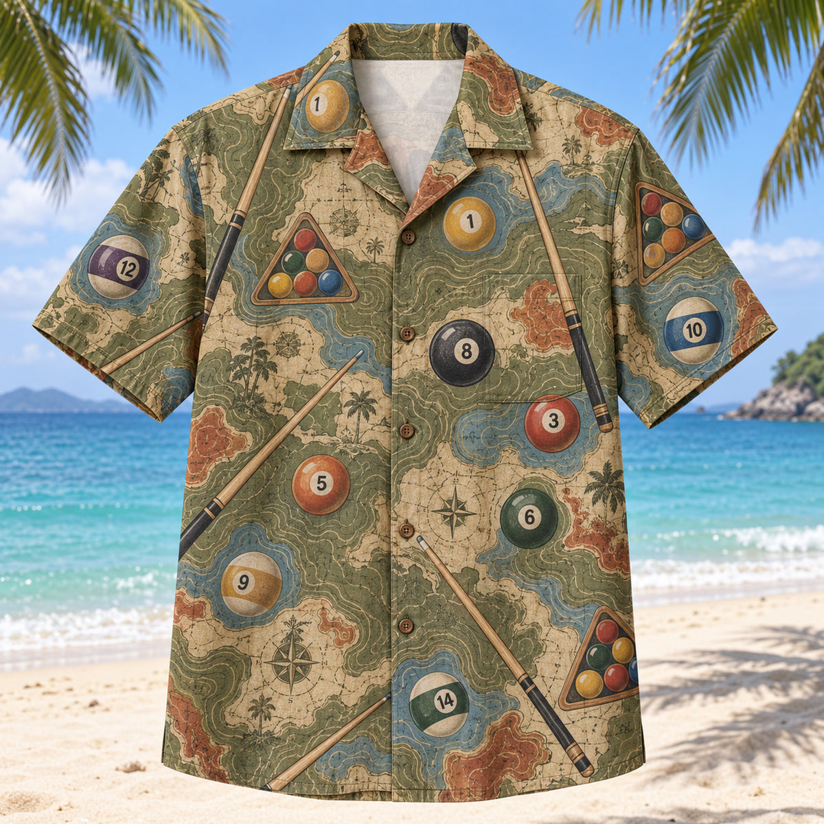 Contour Map Billiards Hawaiian Shirt
