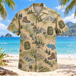 Contour Map Hiking and Backpacking Hawaiian Shirt