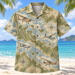 Contour Map Pilot and Aviation Hawaiian Shirt