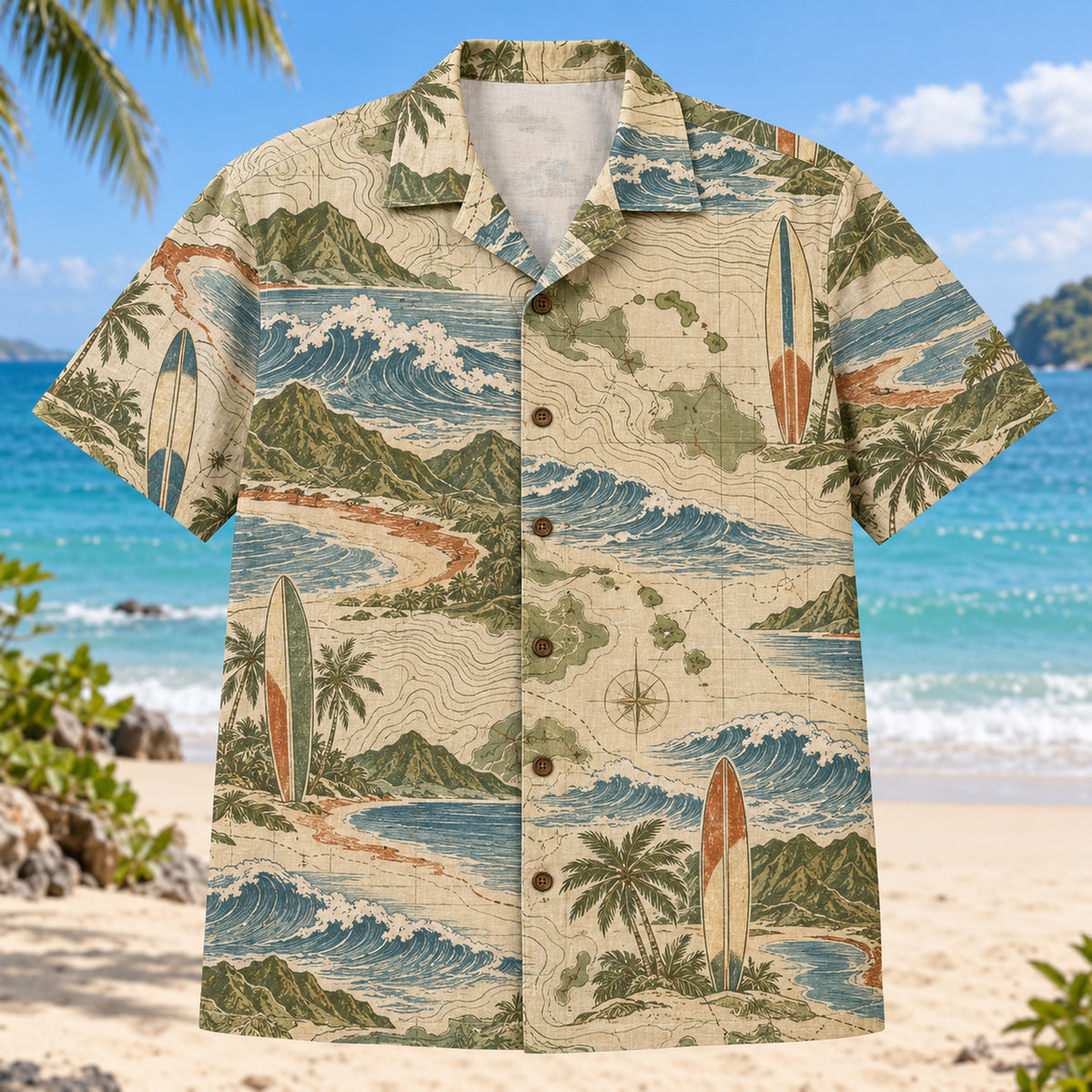 Contour Map Surfing Hawaiian Shirt