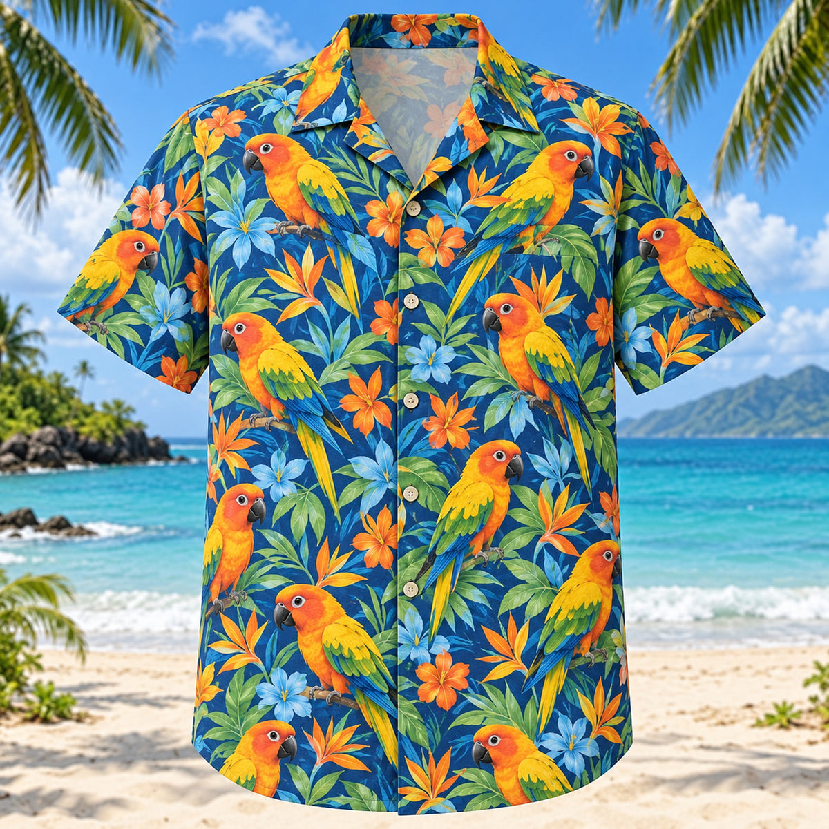 Conure Confetti Parrot Hawaiian Shirt