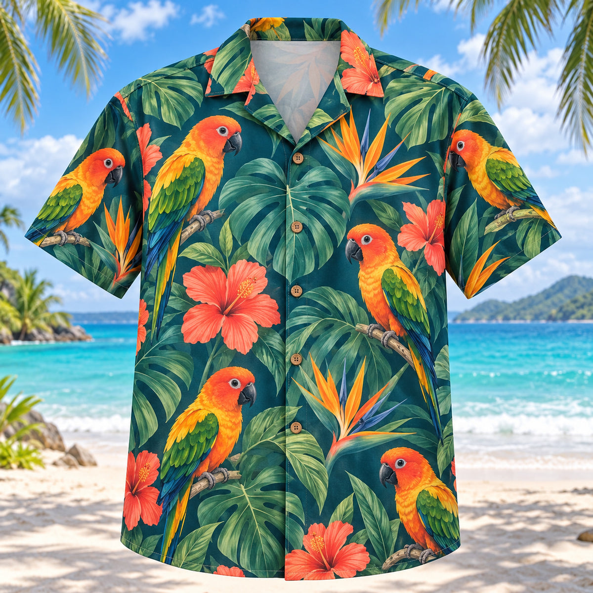 Conure Coral Parrot Hawaiian Shirt