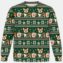 Corgi Christmas Cocoa All Over Print Sweater