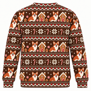 Back view of Corgi Christmas gingerbread house all over print ugly sweater