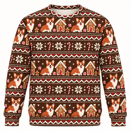 Corgi Christmas Gingerbread House All Over Print Sweater