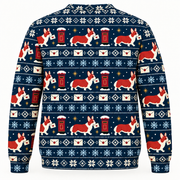 Back view of Corgi Christmas mail all over print ugly sweater
