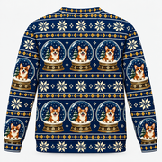 Back view of Corgi Christmas Snow Globe all over print ugly sweater