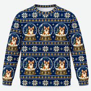 Front view of Corgi Christmas Snow Globe all over print ugly sweater