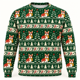Corgi Christmas Tree Farm All Over Print Sweater