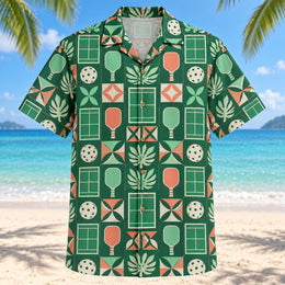 Court Tile Mosaic Pickleball Hawaiian Shirt