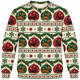 Dachshund Christmas Baubles All Over Print Sweater