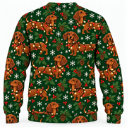 Back view of Dachshund Christmas Lights all-over-print sweater