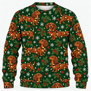 Front view of Dachshund Christmas Lights all-over-print sweater