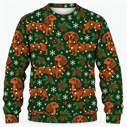 Dachshund Christmas Lights All Over Print Sweater