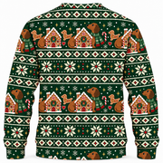 Back view of Dachshund Gingerbread Fair Isle all-over-print sweater