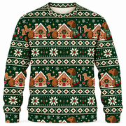 Front view of Dachshund Gingerbread Fair Isle all-over-print sweater