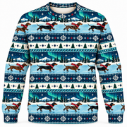 Front view of Dachshund Ice Skating Christmas all-over-print sweater