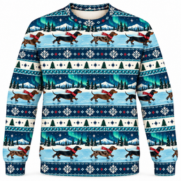 Dachshund Ice Skating Christmas All Over Print Sweater