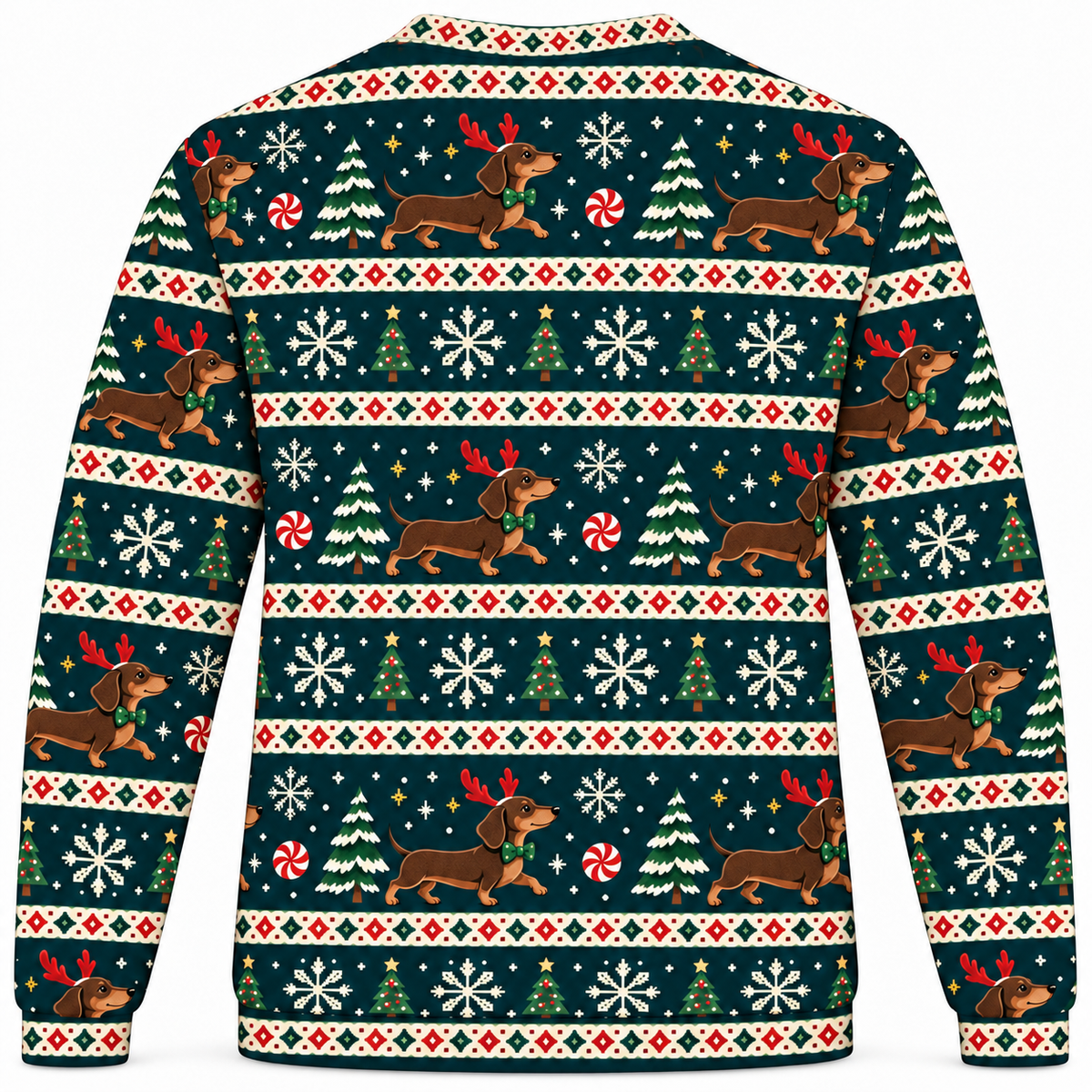 Dachshund Reindeer Christmas all over print Ugly Sweater back