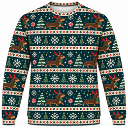Dachshund Reindeer Christmas All Over Print Sweater