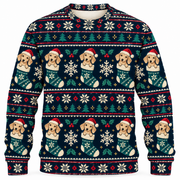 Front view of Dachshund Stocking Fair Isle all-over-print sweater