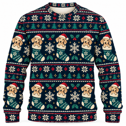 Dachshund Christmas Stocking Fair Isle All Over Print Sweater