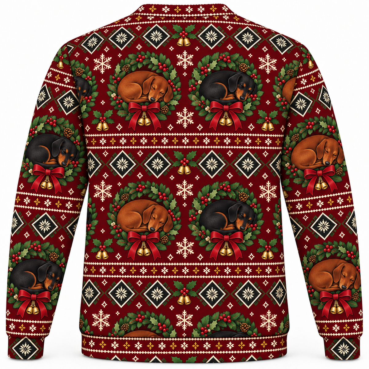 Dachshund Wreath Christmas Ugly Sweater back