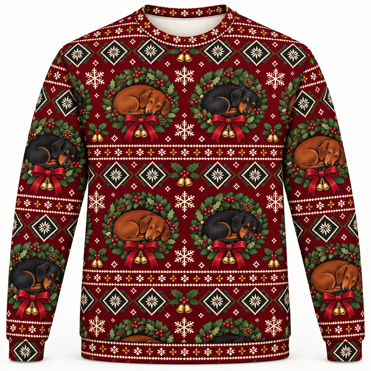 Dachshund Wreath Christmas Ugly Sweater front