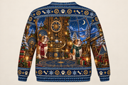English Bulldog Christmas Ugly Sweater Clockmaker Observatory back