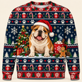 English Bulldog Christmas Ugly Sweater – Cocoa & Tree