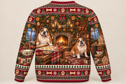 English Bulldog Christmas Ugly Sweater Cranberry Lodge back