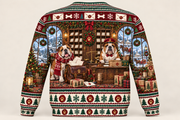 English Bulldog Christmas Ugly Sweater Snowy Post Office back