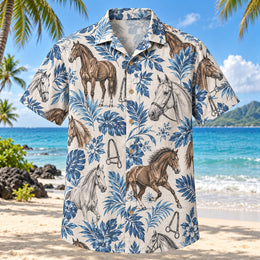 Equestrian Blueprint Horse Hawaiian Shirt
