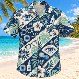 Eye Botanical Navy Optometrist Hawaiian Shirt