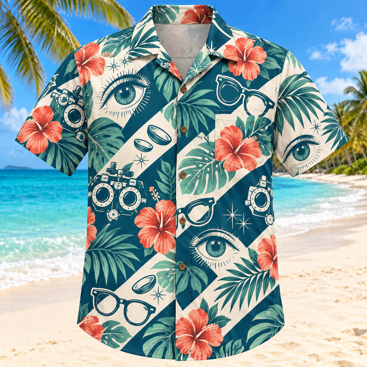Eye Botanical Teal Optometrist Hawaiian Shirt