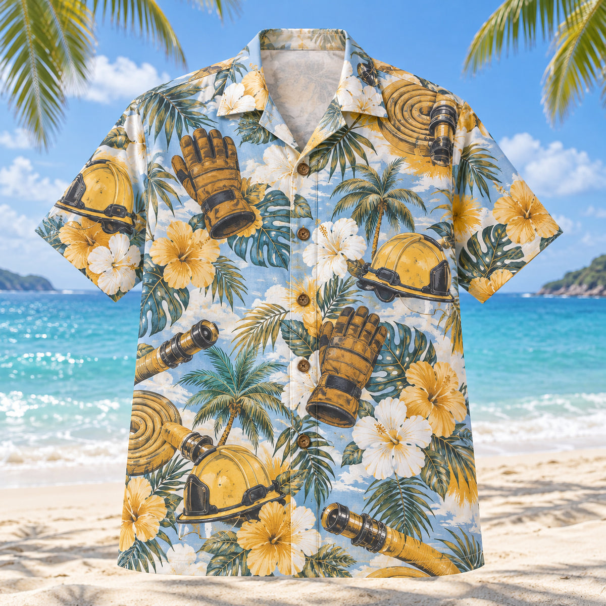 Fire Glove Firefighter Hawaiian Shirt