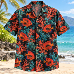 Flame Angelfish Reef Aquarium Hawaiian Shirt