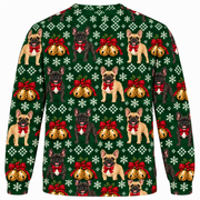 French Bulldog Christmas Bells ugly sweater back view