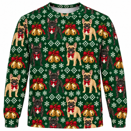 French Bulldog Christmas Bells All Over Print Ugly Sweater