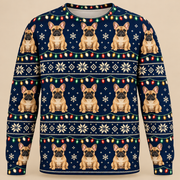 Front French Bulldog Christmas Lights Ugly Sweater