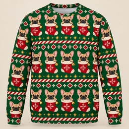 French Bulldog Christmas Stocking All Over Print Ugly Sweater