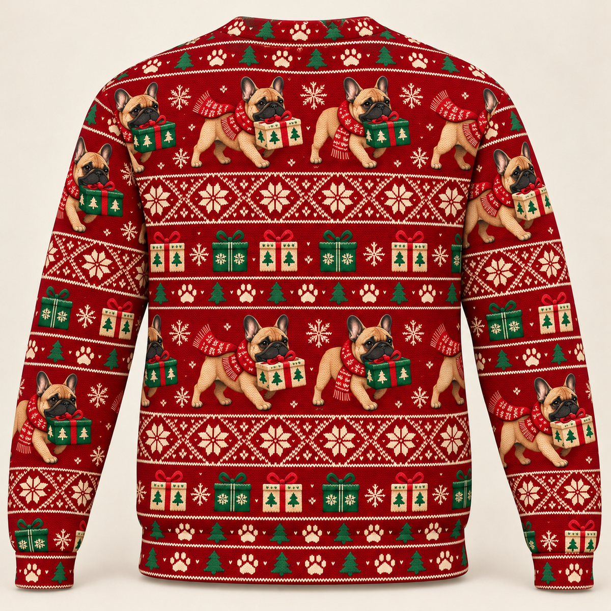Back French Bulldog Gift Delivery Christmas Ugly Sweater