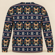 Back French Bulldog Holly Wreath Christmas Ugly Sweater