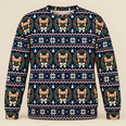 French Bulldog Holly Wreath Christmas All Over Print Ugly Sweater