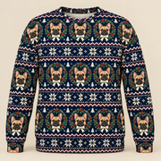 Front French Bulldog Holly Wreath Christmas Ugly Sweater